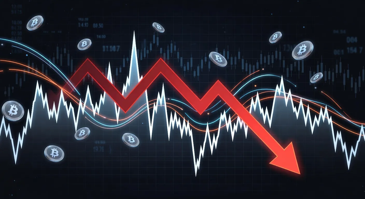 Wykres ceny Bitcoina z zaznaczonymi poziomami wsparcia i sygnałami korekty