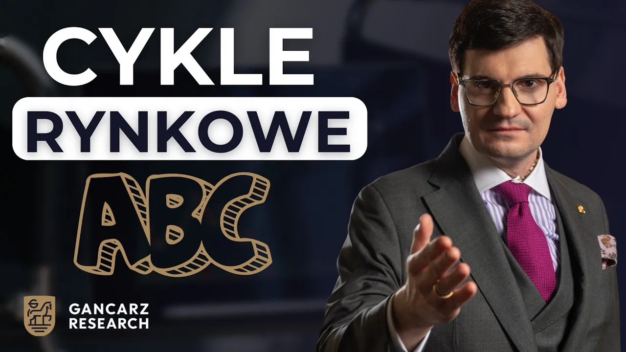 Ilustracja cykli rynkowych z wykresami kryptowalut i wskaźników gospodarczych