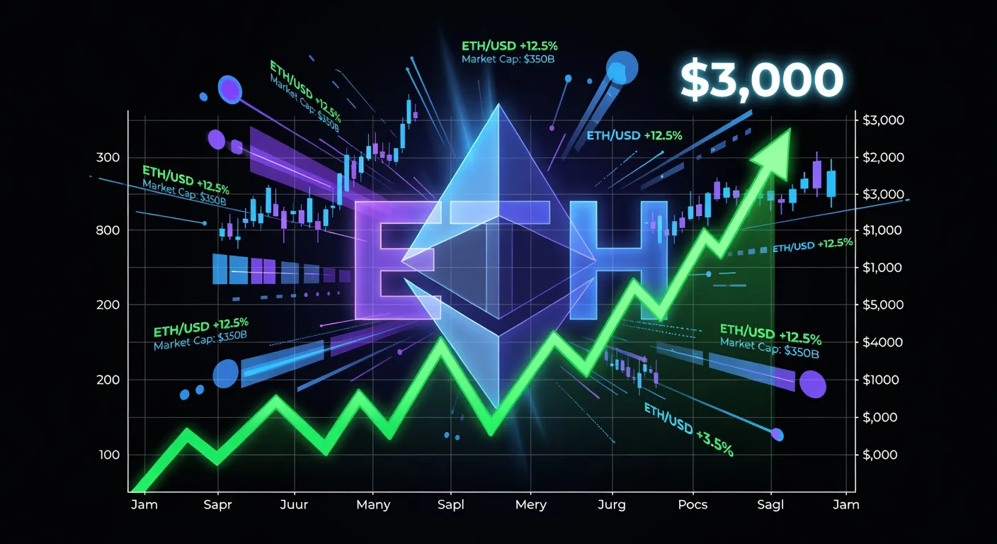 Wykres ceny Ethereum zmierzający do 3000 USD z zaznaczonym oporem na 2800 USD