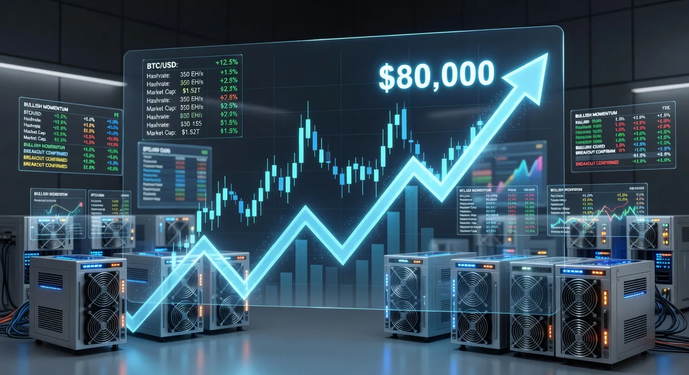 Wykres ceny Bitcoina na poziomie 80 000 USD z trendem wzrostowym