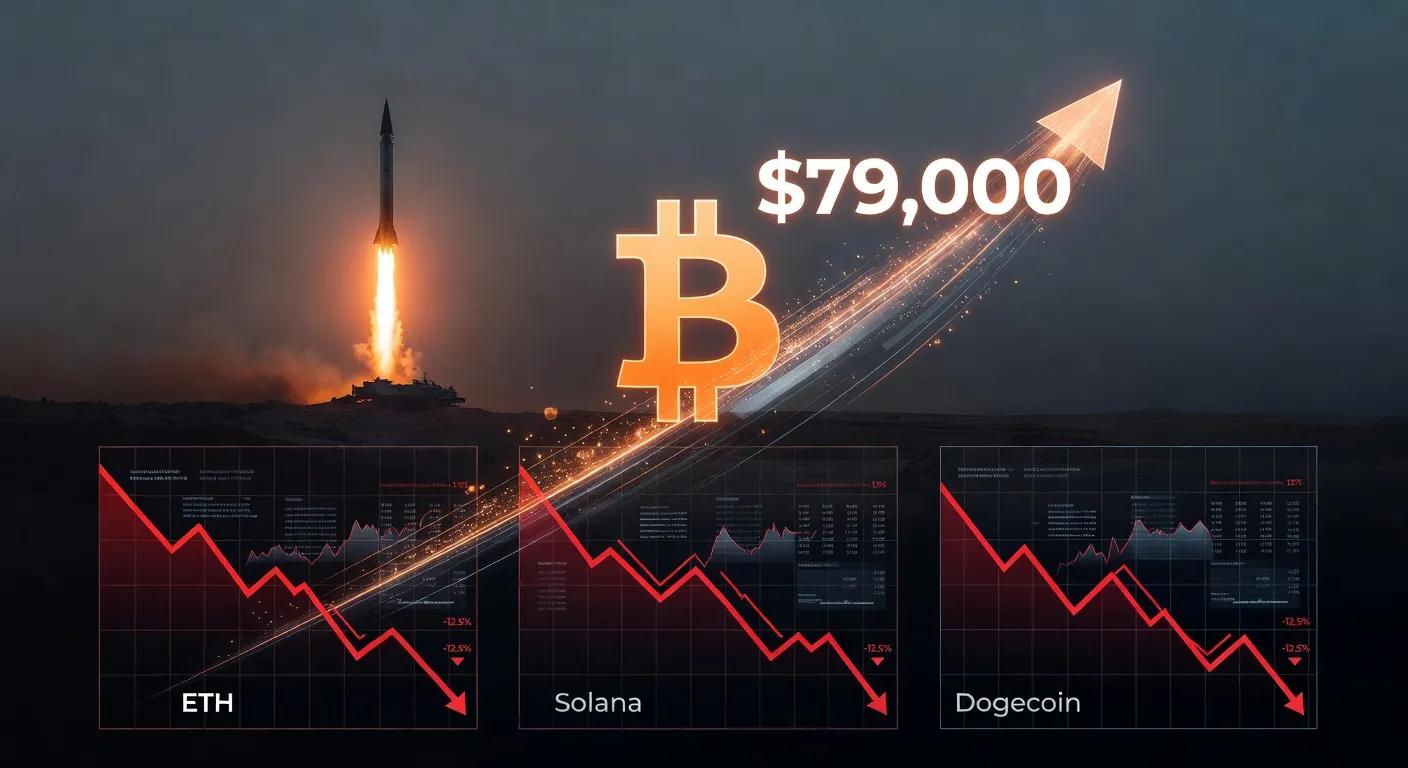 Bitcoin na poziomie 79 000 USD z tłem napięć geopolitycznych w Zatoce Perskiej