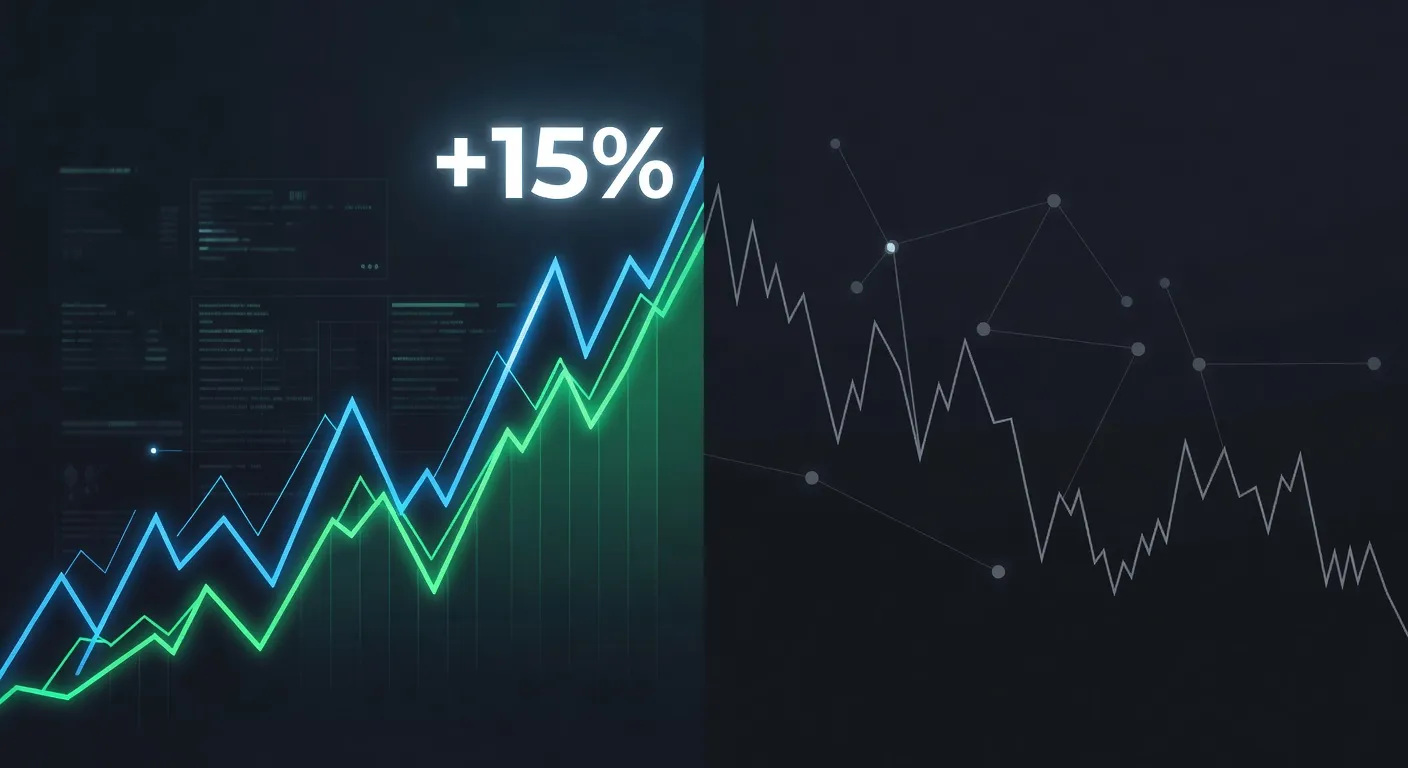 Wykres ceny Ethereum z wzrostem o 15 proc. na tle spadającej aktywności sieci