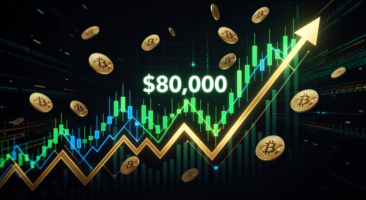 Wykres ceny Bitcoina z poziomami wsparcia i oporu oraz trendem wzrostowym