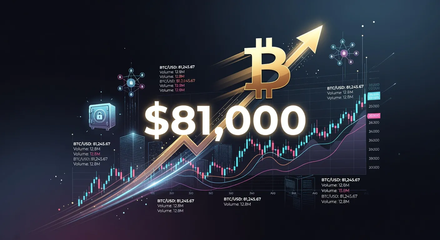 Bitcoin na wykresie ceny przekraczający poziom 81 000 USD z danymi rynkowymi