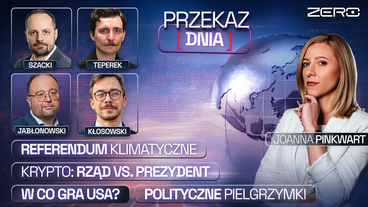 Ilustracja przedstawiająca referendum klimatyczne w Polsce z elementami polityki UE i zielonej energii