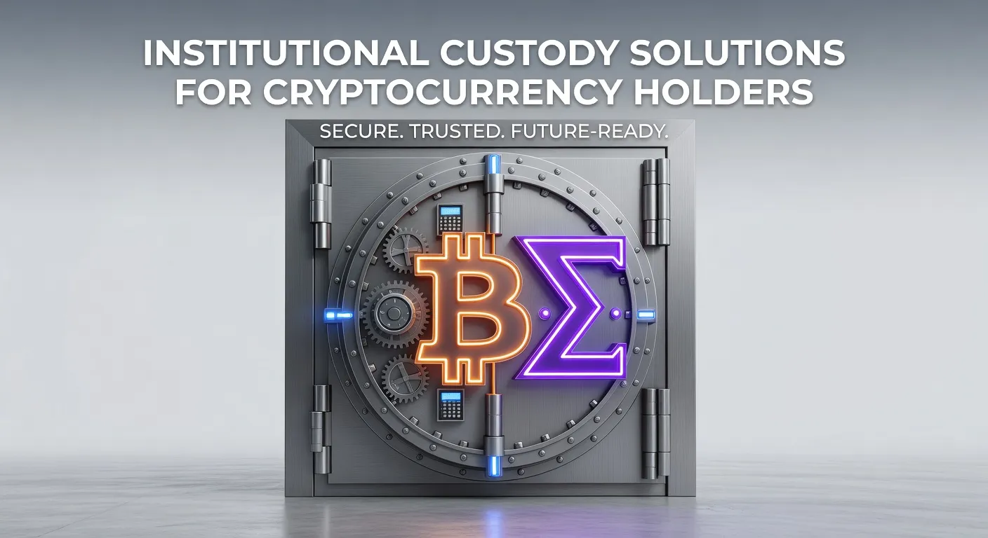 Ilustracja sejfu bankowego integrująca symbole Bitcoina i Ethereum, reprezentująca instytucjonalne rozwiązania przechowywania kryptowalut