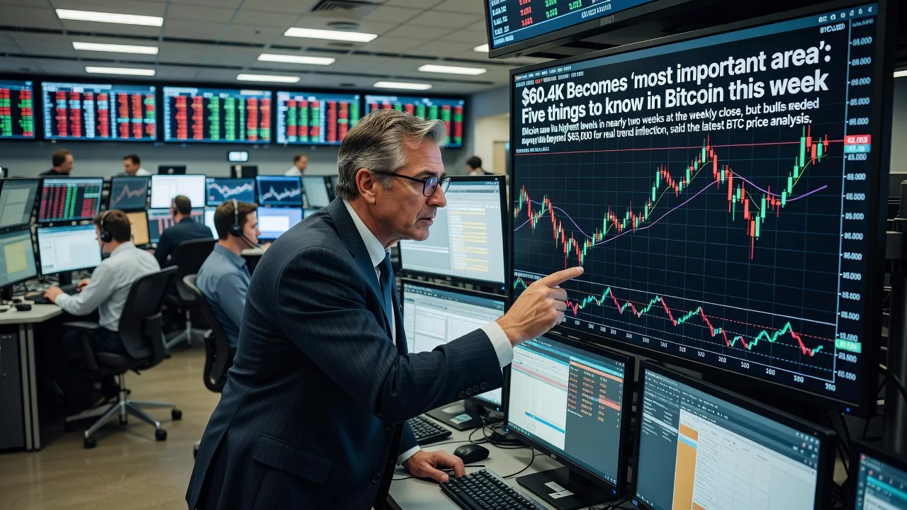 Wykres ceny Bitcoina z zaznaczonymi poziomami wsparcia 60 400 USD i oporu 65 000 USD