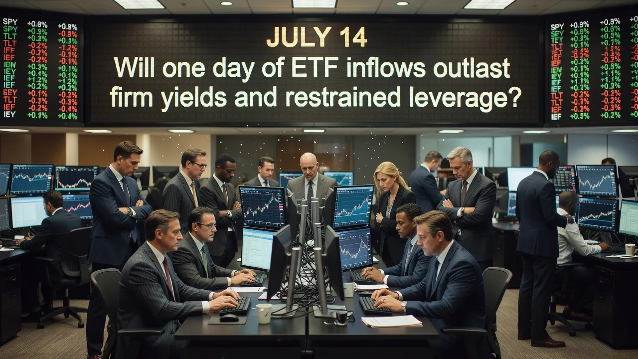 Wykres ceny Bitcoina z odbiciem do poziomu 64 000 USD oraz strzałkami symbolizującymi napływy do ETF